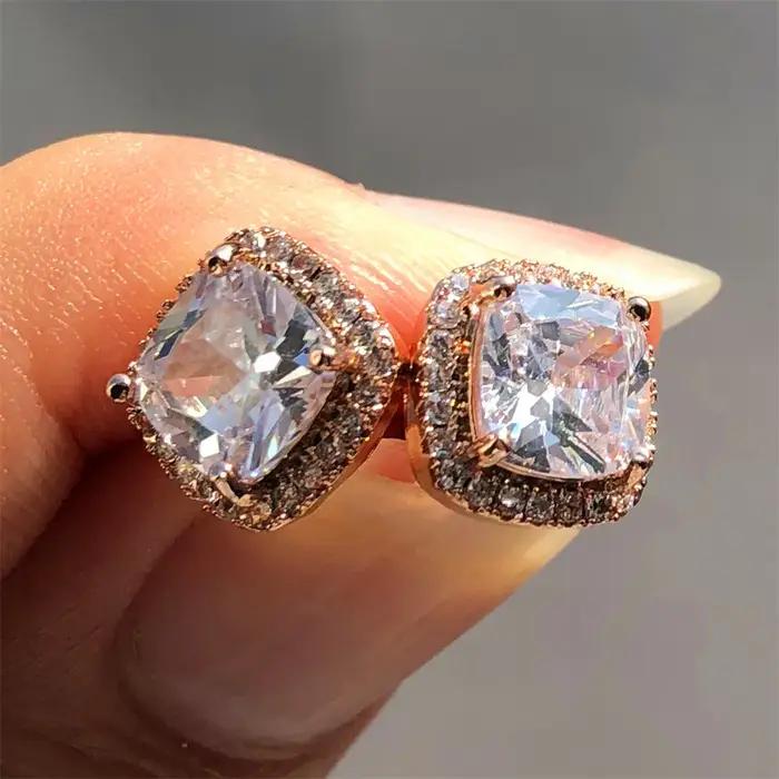 Boucles d'oreilles de luxe en pierre jaune rose pour femmes