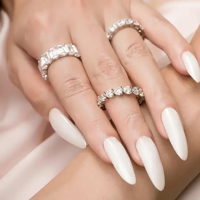 Bague de fiançailles en argent regardé 925 pour femme