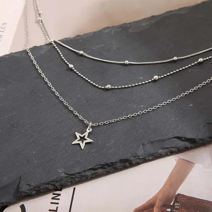 Collier européen et américain tempérament Simple belle atmosphère étoile lune populaire dame