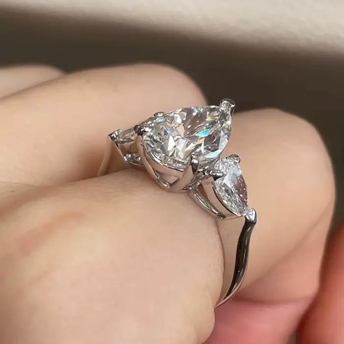 Bague MUXIFC en moissanite taille poire pour femme