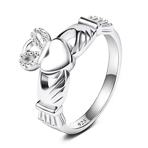 Trumium – bague irlandaise Claddagh pour femmes, en argent sterling 925, cœur d'amour, nœud celtique