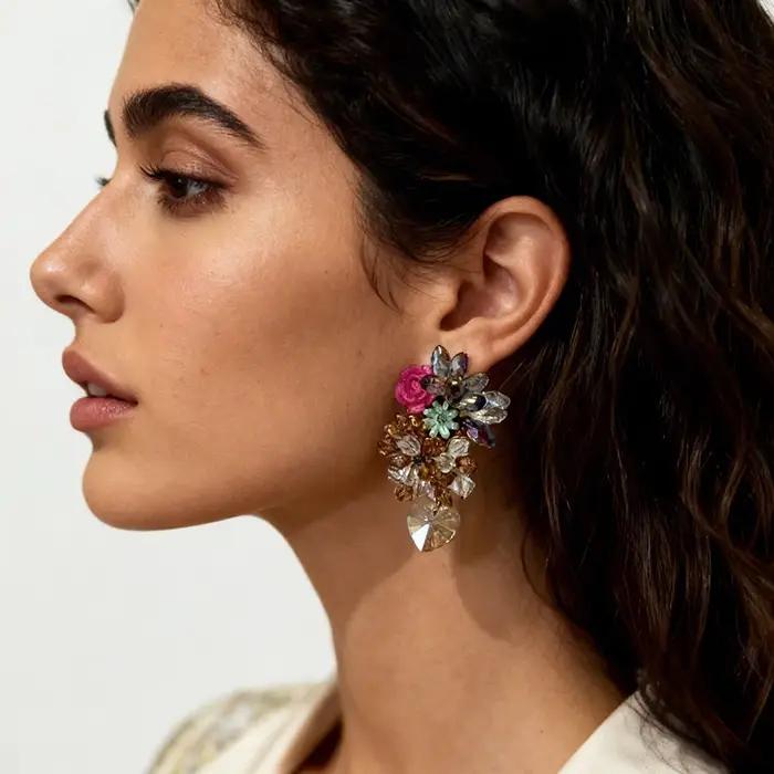 Boucles d'oreilles bohème en forme de fleur acrylique pour femmes