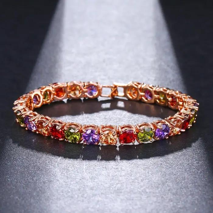 SUGO – Bracelets classiques rétro couleur or Rose en Zircon cubique pour femmes charmantes