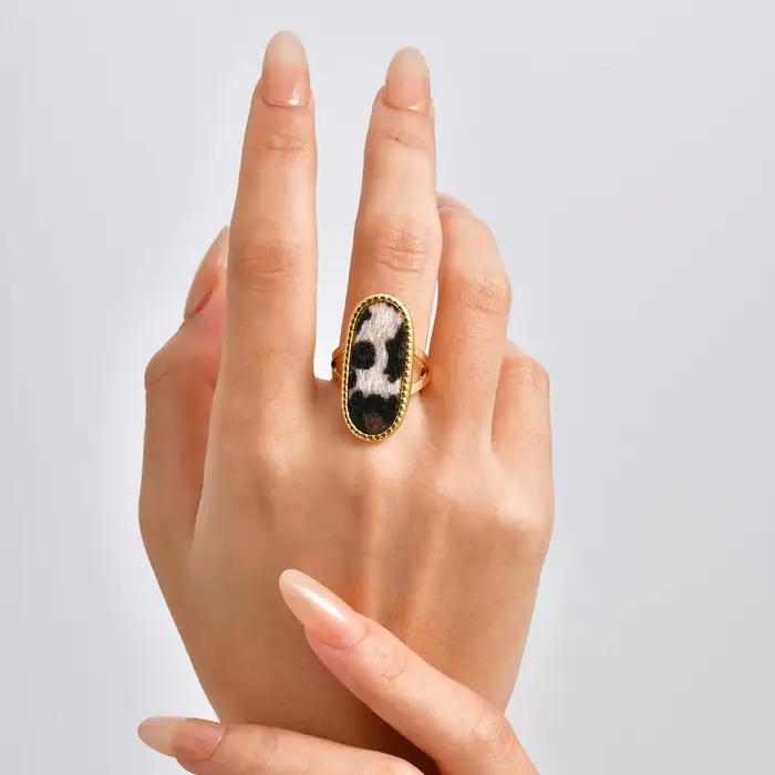 Bague Chic en peluche imprimé léopard pour femmes