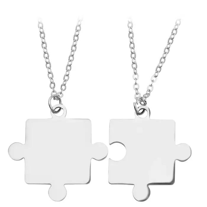 Collier pendentif Puzzle classique en acier inoxydable