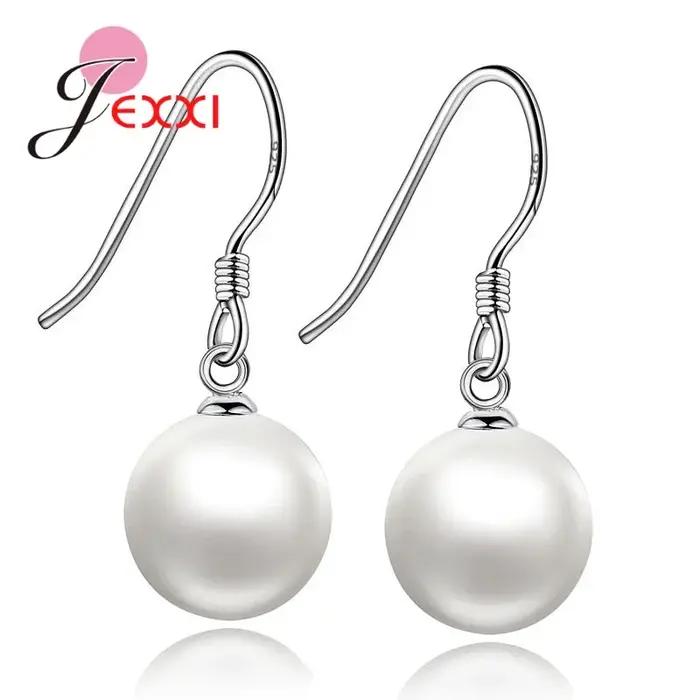Boucles d'Oreilles Pendantes Élégantes en Argent Sterling 925 Serties de Zirconium Blanc pour Occasions Spéciales pour Femme