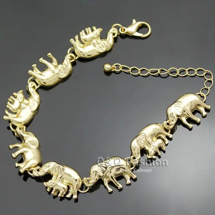 Bracelet pendentif éléphant plaqué argent pour femme et homme