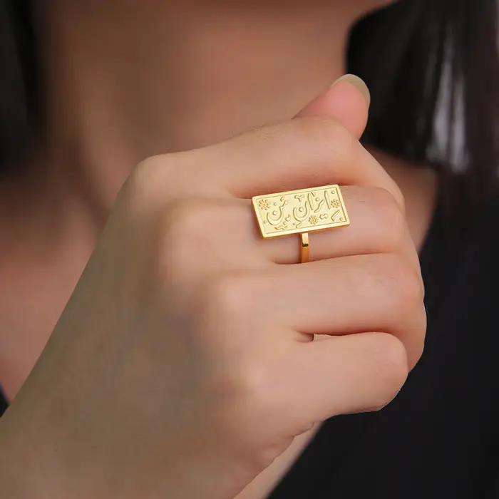 Bague Dawapara en acier inoxydable avec calligraphie persane pour hommes et femmes fierté nationale cadeau culture persane