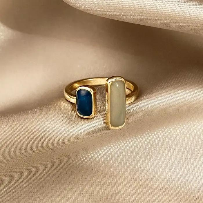 Bague en émail goutte à goutte colorée réglable pour femmes