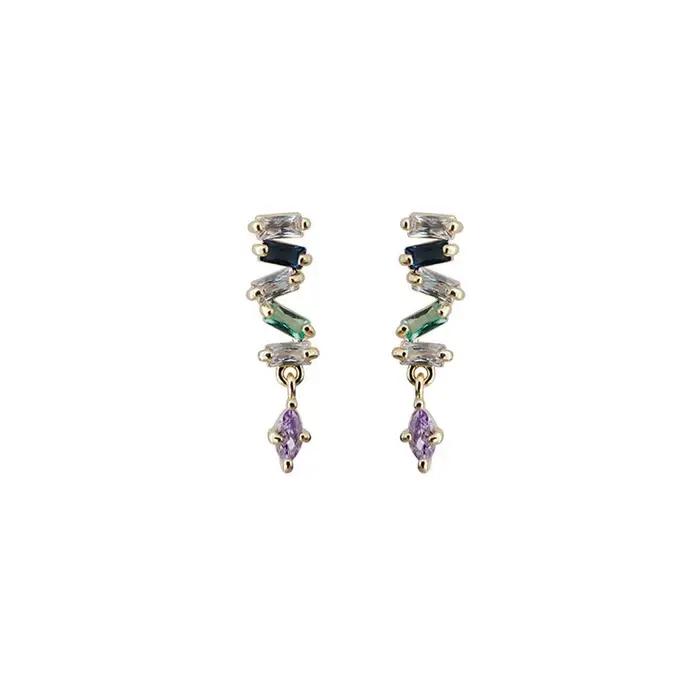 Boucles d'oreilles serpent simples en argent Sterling 925 pour femmes, boucles d'oreilles à pampilles en cristal pavé, bijoux de tempérament de mariage, cadeau d'amitié