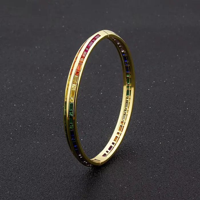 AIBEF – Bracelets à breloques arc-en-ciel en strass, manchette en cuivre et zircone, bijoux de haute qualité, cadeau pour femmes et filles, nouvelle mode 2021