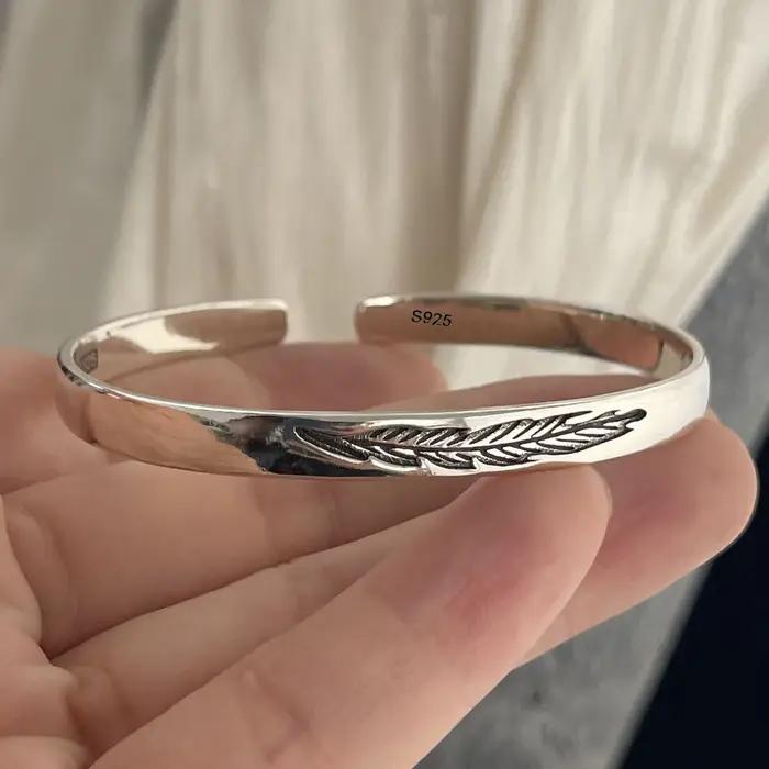 Bracelet rétro en argent Sterling 100% massif 925 pour femmes et hommes