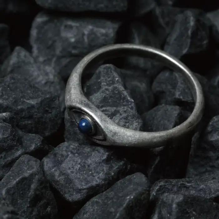 Bague en argent Lapis Lazumovies unisexe, style ethnique simple, œil de cheval, bleu pointu, vintage