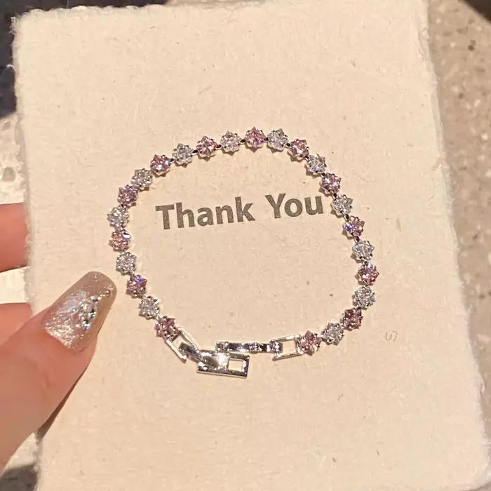 Bracelet en Zircon pour femmes, bracelets roses de luxe à la mode pour femmes