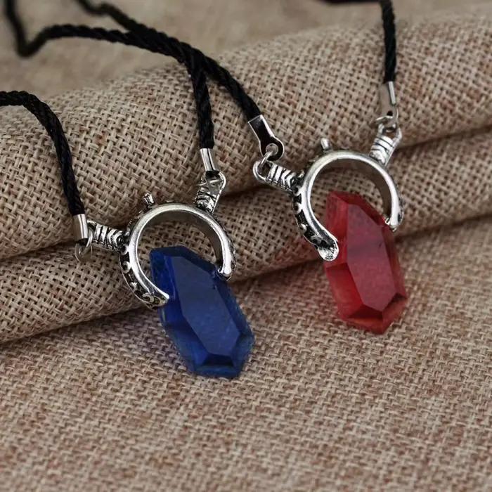 Collier pendentif en cristal rouge pour hommes et femmes
