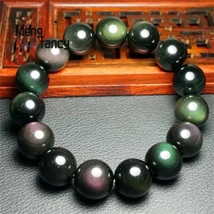 Bracelet en obsidienne œil arc-en-ciel naturel pour couple