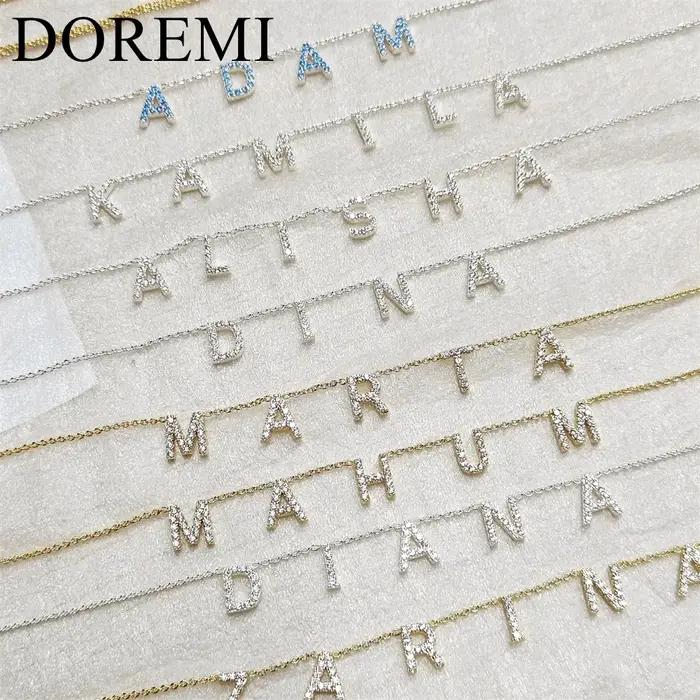 DOREMI – bijoux cadeaux personnalisés, collier avec lettres et noms en cristal de 9mm, pierre de nai