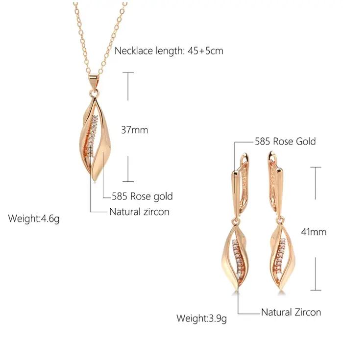 JULYDREAM luxe 585 couleur or boucles d'oreilles collier ensembles brillant Zircon géométrique bijoux pour femmes quotidien fête accessoires de mode