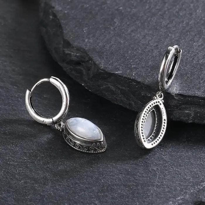 Boucles d'oreilles en pierre de lune naturelle pour femmes élégantes occasions spéciales rétro mode et quotidien