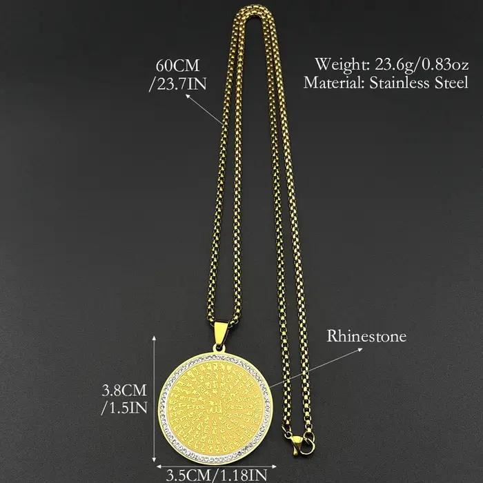 Colliers pendentifs en lettres arabes du Coran Allah avec strass pour femmes et hommes