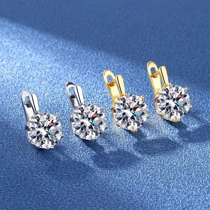 Boucles d'oreilles en argent sterling 925 avec cristaux violets brillants pour femmes