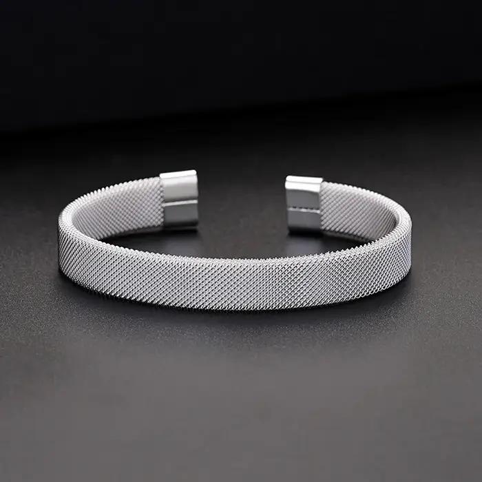 Bracelet en argent 925 à la mode pour hommes et femmes, élégant bijou de manchette pour occasions d'engagement