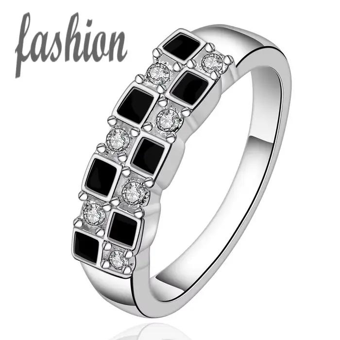 Bague plaquée argent avec cristal incrusté pour femme, bijoux fantaisie, bague de fiançailles, super
