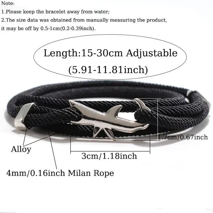 Bracelet en fil d'animal requin marin unisexe multicouche empilable réglable