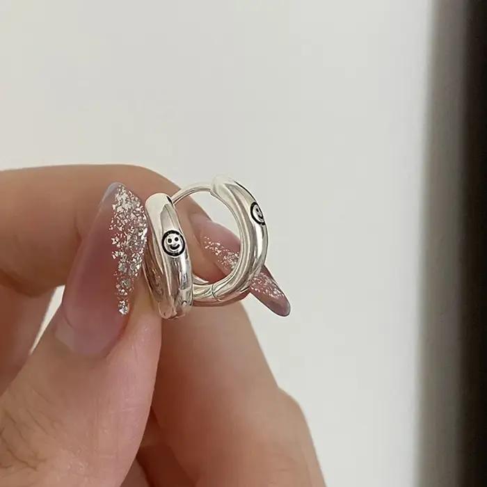 Boucles d'oreilles étoile rétro en argent 925 véritable pour femmes
