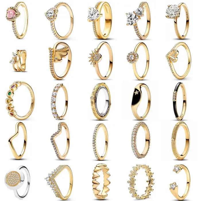 Nouveauté 2025 – Bague Cœur Soleil Nœud Papillon Couleur Or Tailles 6