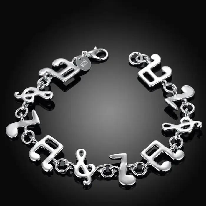 Chaîne de notes musicales fines en argent Sterling 925