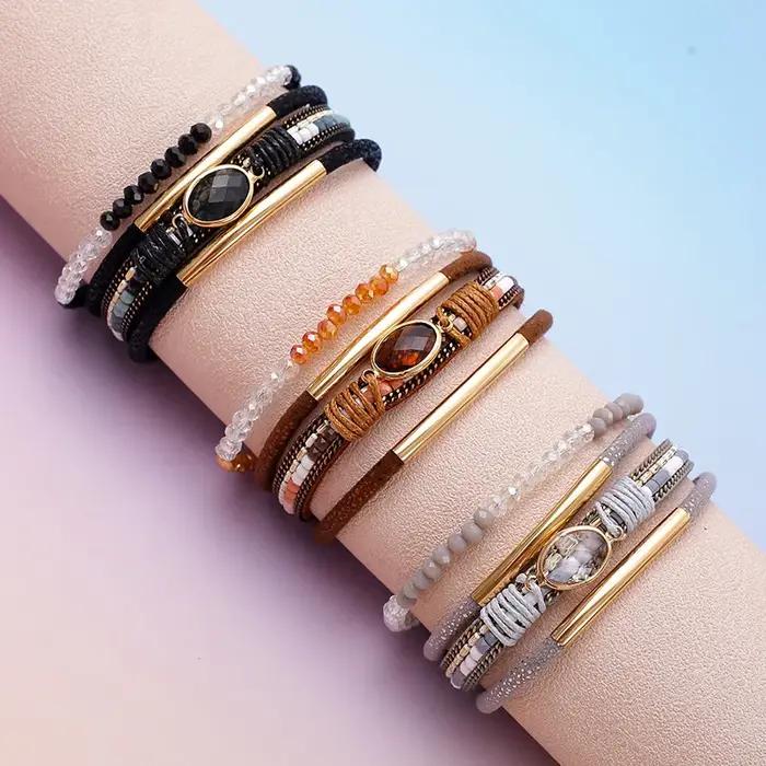 Ensemble de bracelets de perles multicouches Vintage