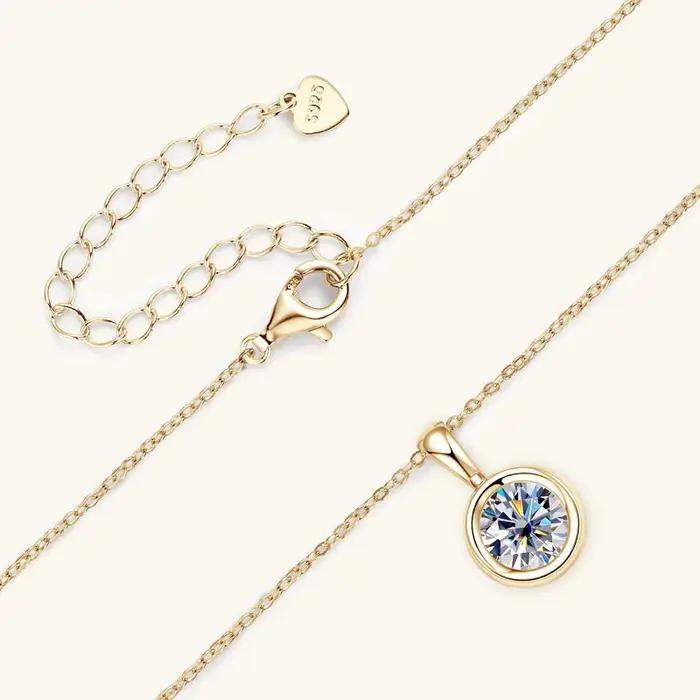 Collier pendentif solitaire rond en argent sterling 925 avec halo serti