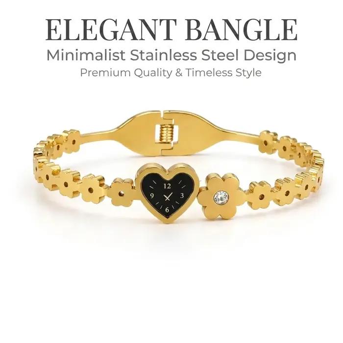 Nouveau bracelet mignon en forme de cœur avec cadran d'horloge