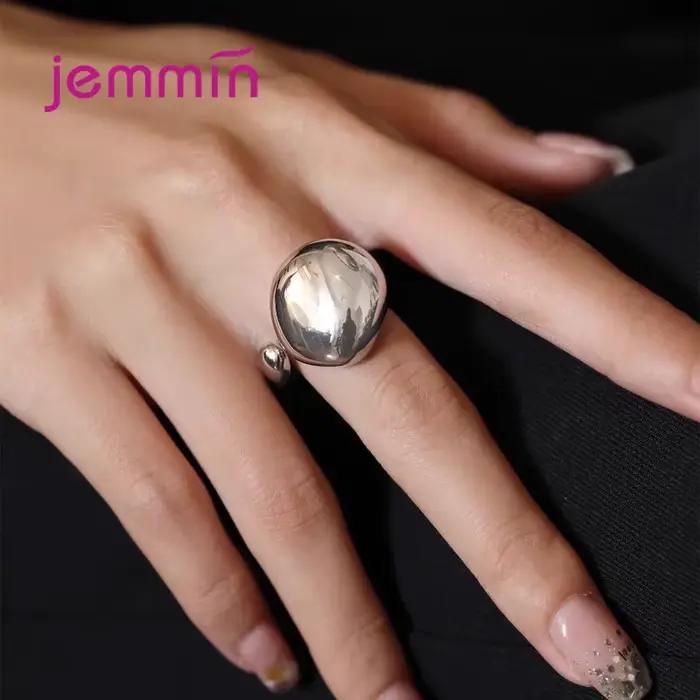 Bagues en argent sterling 925 véritable pour femmes, style géométrique, faites à la main, ouverture irrégulière, pour fête, anniversaire, cadeau