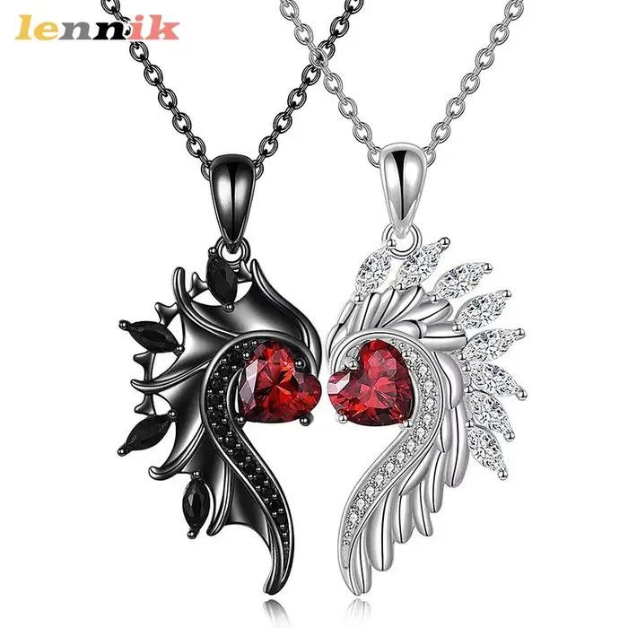 Boucles d'oreilles à ailes gothiques, clous de démon d'ange avec cœur de rubis rouge, bijoux en strass transfrontaliers, cadeau de bijoux de mode de Festival gothique