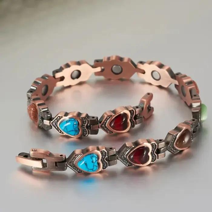 Bracelet Magnétique Ultra Résistant avec 3800 Aimants Gauss, Turquoise Naturel et Pierres Semi-précieuses, Réglable, Bijou de Force Pour Femmes et Hommes Occasions Spéciales