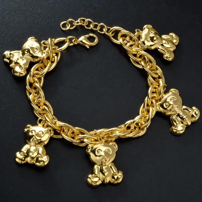 Bracelet à breloques en forme d'animaux de compagnie plaqué or pour femmes occasions spéciales fantaisie douceur