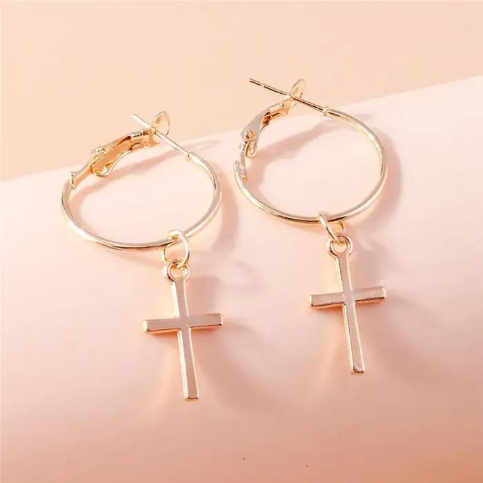 Boucles d'oreilles croisées en cristal de Zircon éblouissantes pour femmes et hommes, gothique, Punk