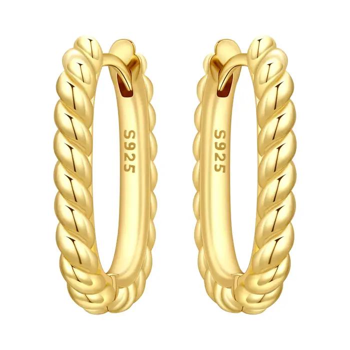 Boucles d'oreilles Orstarry S925 en argent sterling, motif torsadé, plaqué or 18 carats, bijoux orig