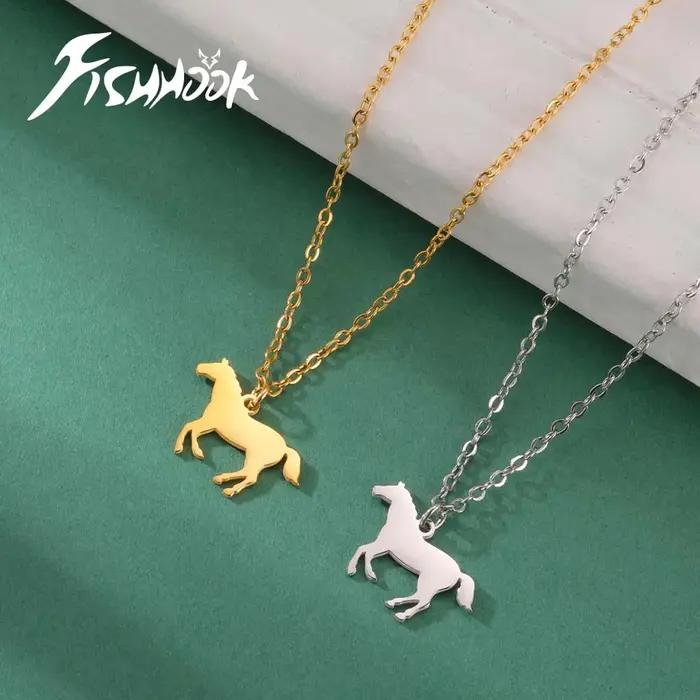 Collier en acier inoxydable avec pendentif cheval pour homme et femme, bijou animal de compagnie romantique et mignon pour occasions spéciales et quotidienne
