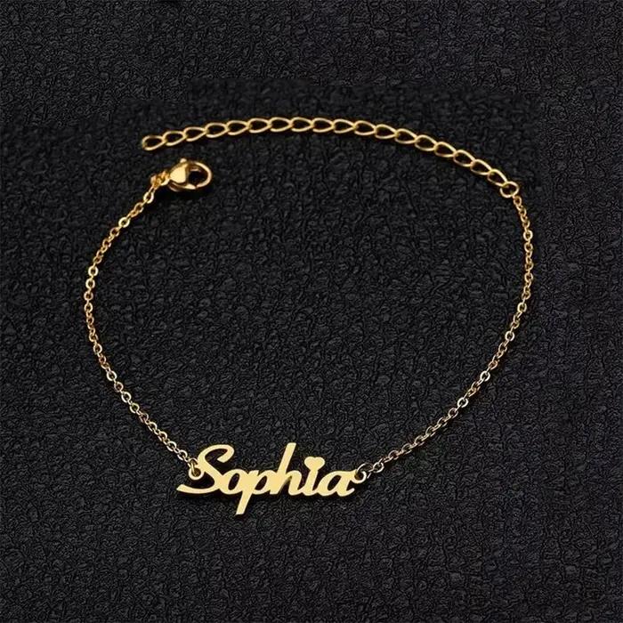 Bracelet de cheville personnalisé avec nom pour femmes