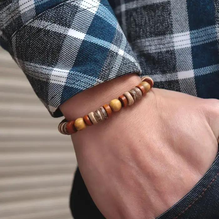 Bracelet de perles d'ampli naturelles fait à la main pour hommes et femmes