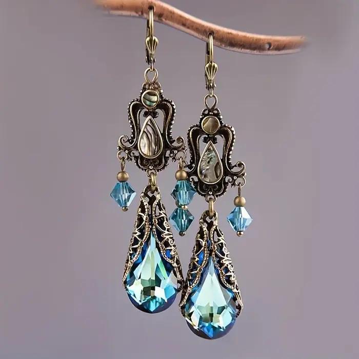 Boucles d'oreilles pendantes esthétiques en métal vintage