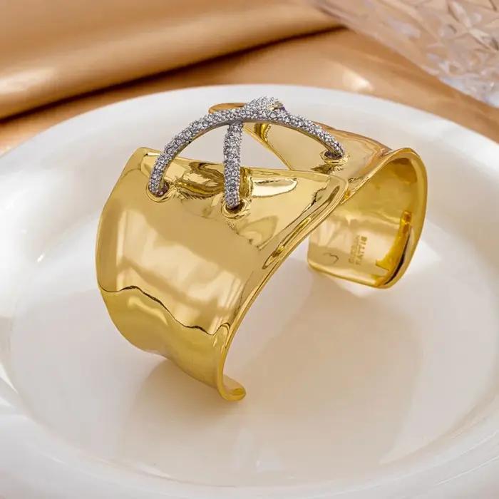 AB – Bracelet réglable bicolore en cuivre plaqué or