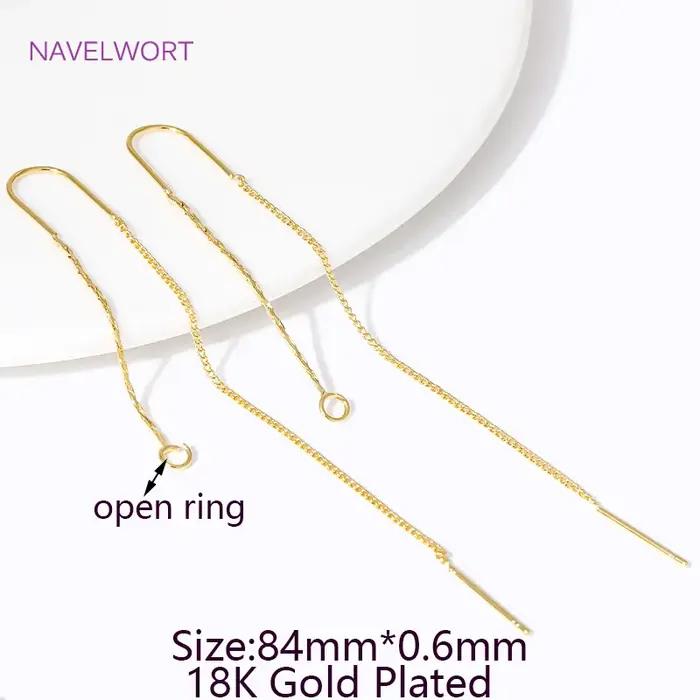 Boucles d'oreilles à long pompon plaqué or 18 carats, fil d'oreille en laiton, barre en U centrale et anneau ouvert, boucle d'oreille bricolage, accessoires exécutifs