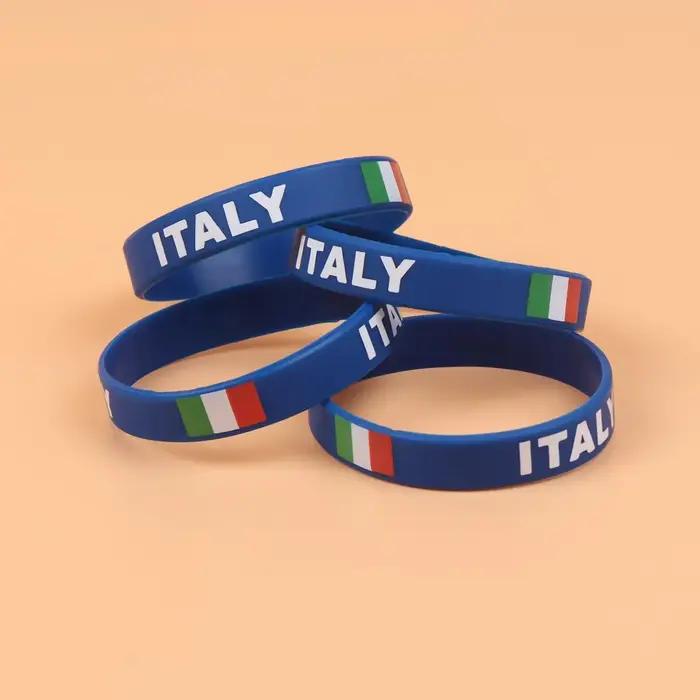 Bracelets drapeau italien en silicone pour hommes et femmes bracelets holographiques classiques à offrir pour vacances sportives et événements
