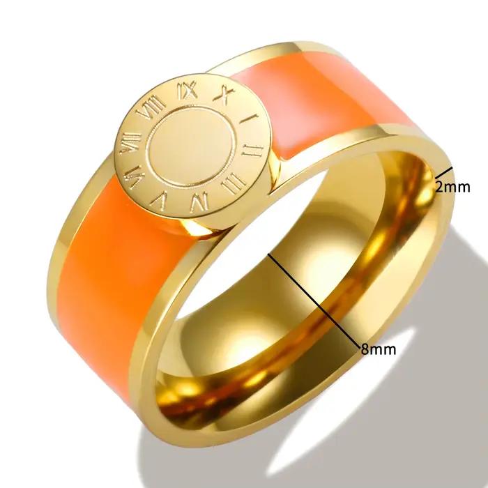 Bague ronde en acier inoxydable avec chiffres romains