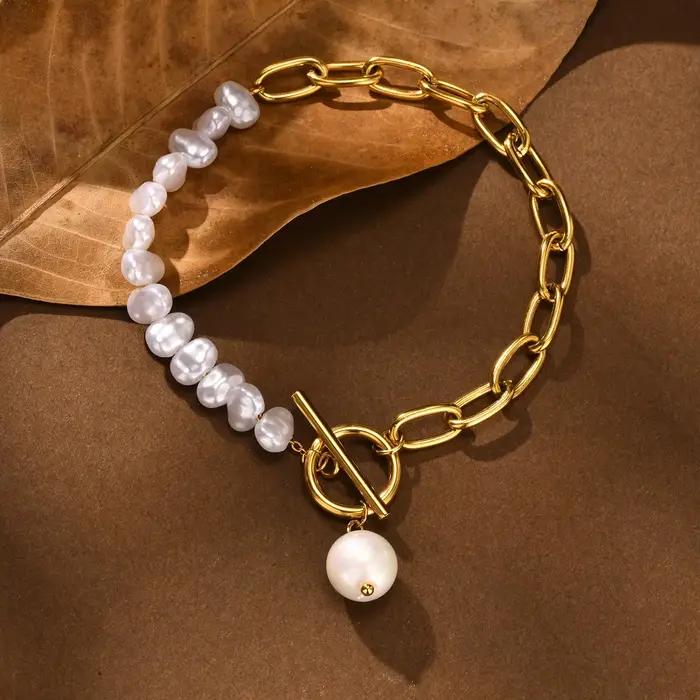 Bracelet à breloques en perles baroques d'imitation pour femmes