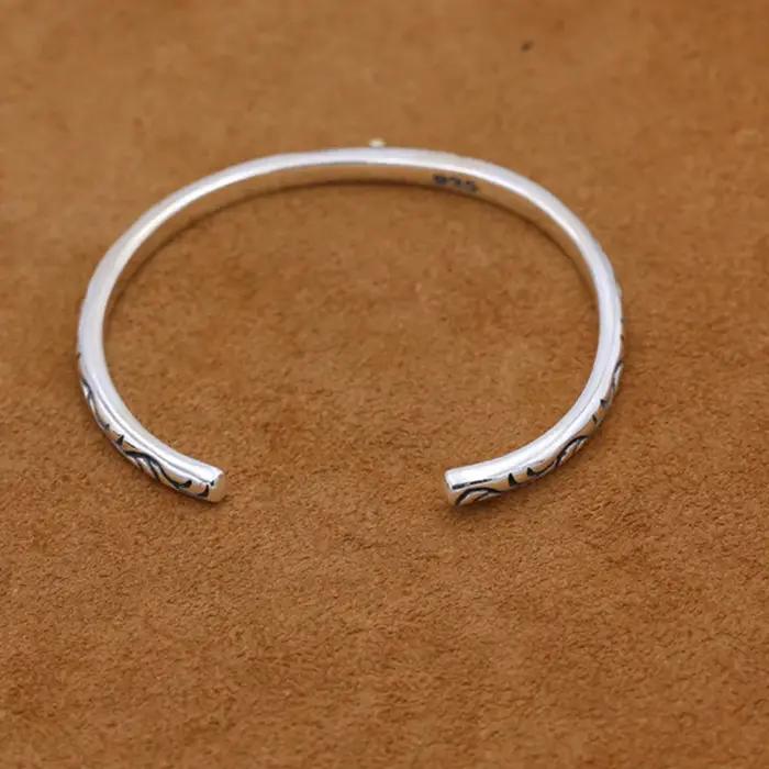 Bracelet en argent sterling 925 fin et élégant avec motif plume pour femmes occasions formelles